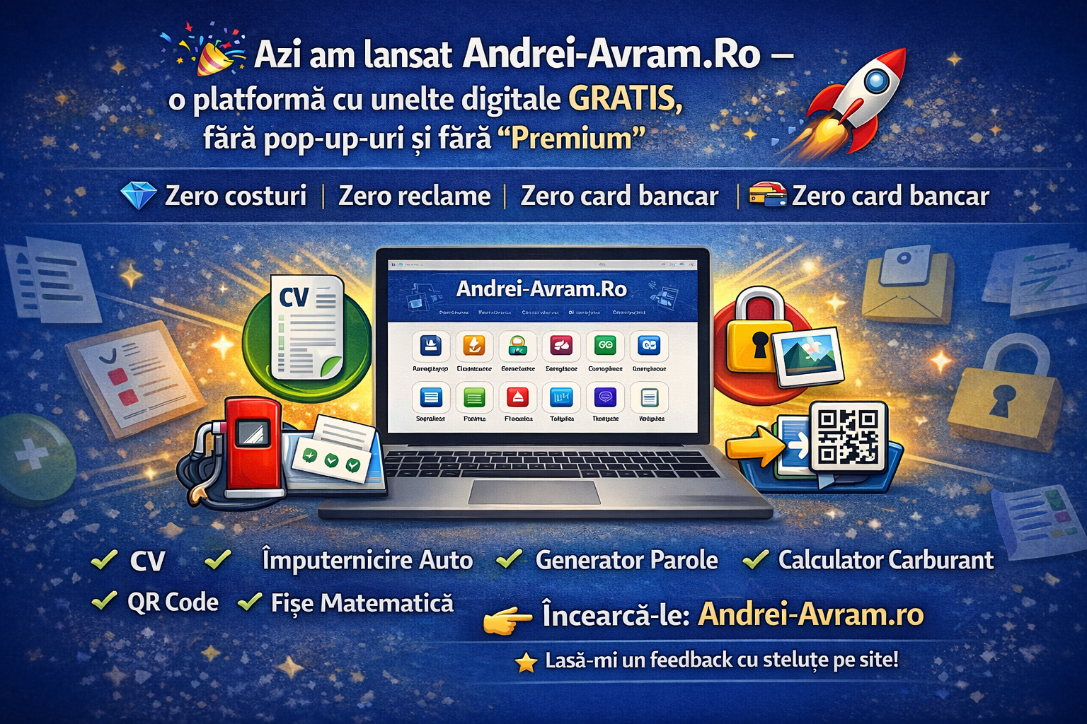 Oficial: Am lansat Andrei-Avram.Ro – Unelte Digitale 100% Gratuite și Fără Reclame! 🚀